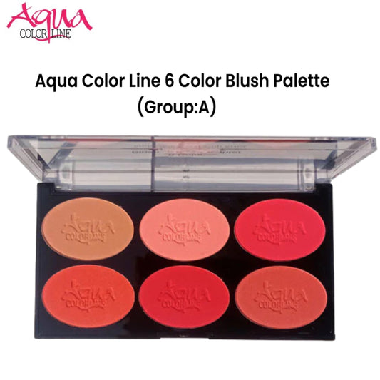 Aqua Color Line 6 Color Blush Palette (Group:A)