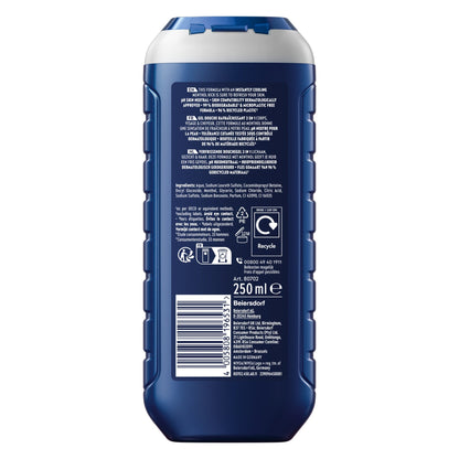 Nivea Men Cool Kick 24H Fresh Effect 3-In-1 Shower Gel For Body, Face & Hair 250ml