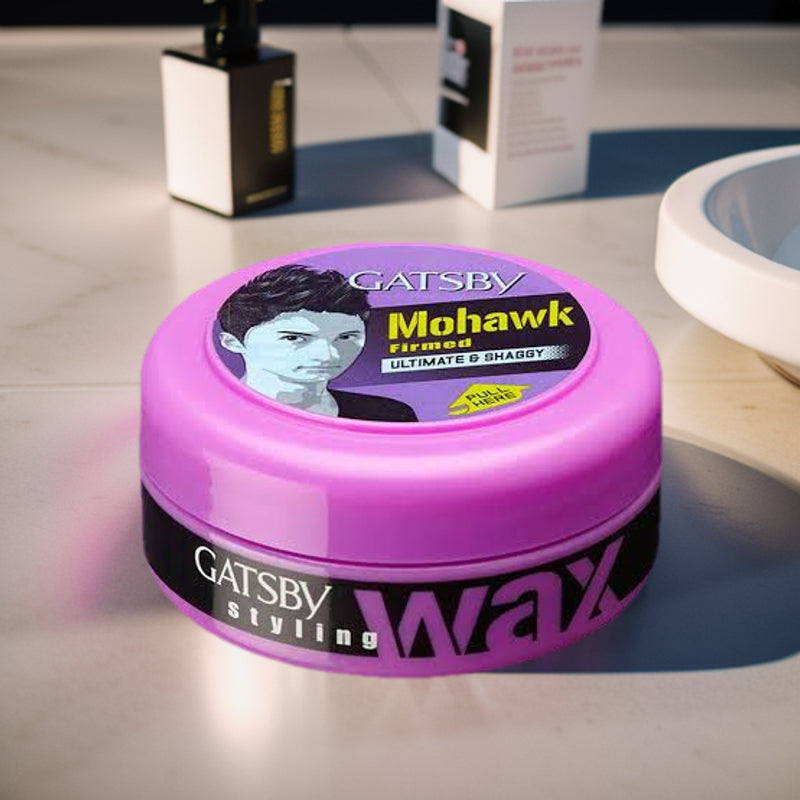 Gatsby Mohawk Firmed Ultimate & Shaggy Hair Styling Wax 75g - Extra Strong Hold Wax for Bold Mohawk Styles, Textured Finish &