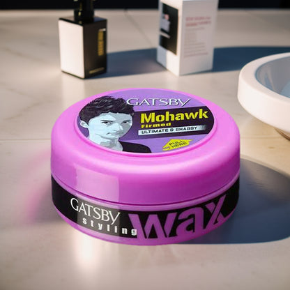 Gatsby Mohawk Firmed Ultimate & Shaggy Hair Styling Wax 75g - Extra Strong Hold Wax for Bold Mohawk Styles, Textured Finish &