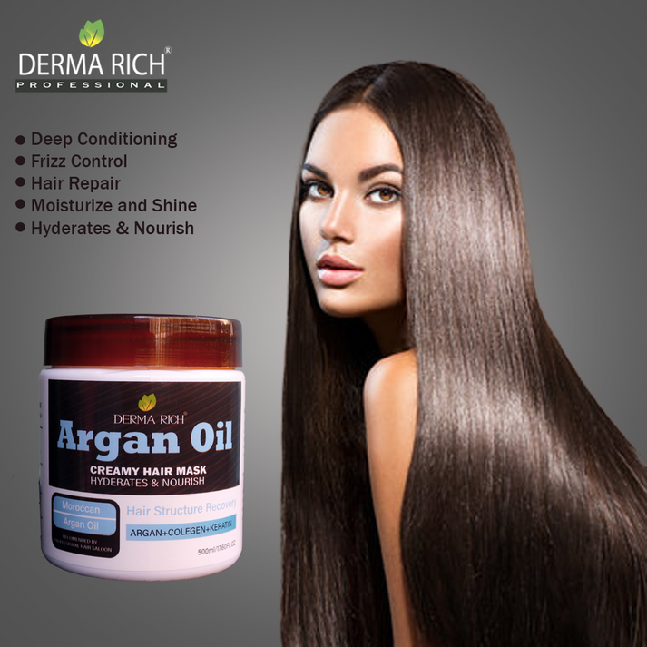 Derma Rich Argan Oil Creamy Hair Mask 500ml Deep Nourishment & Repair for Hair