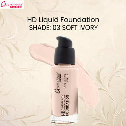 Glamorous Face HD Liquid Foundation (03 Soft Ivory)