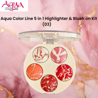 Aqua Color Line 5 in 1 Highlighter & Blush on Kit (03)