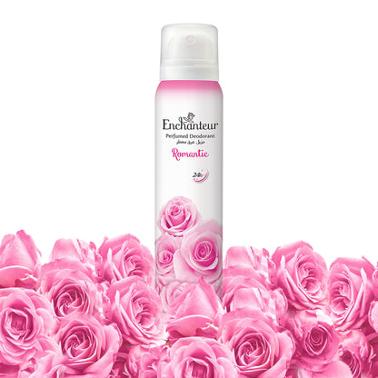 Enchanteur Romantic Perfumed Deo Spray for Women 150ml - Long Lasting Floral Fragrance Body Spray for Freshness & Odor Protec
