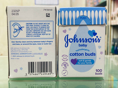 Johnson's Baby Hypoallergenic Cotton Buds 100pcs - Gentle & Safe for Sensitive Skin