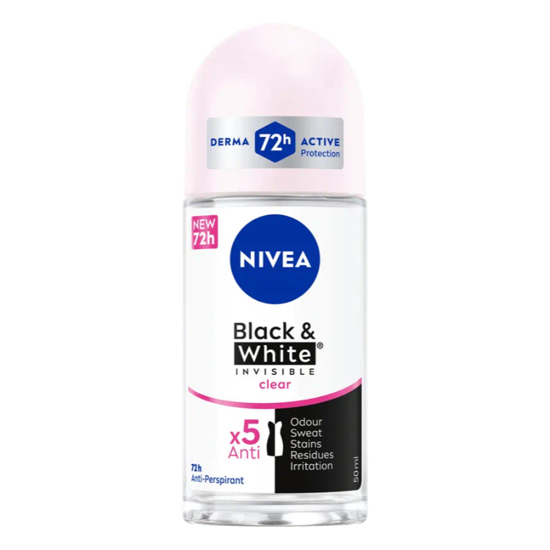 Nivea Black & White Invisible Clear 72H Active Anti Perspirant Roll on 50ml