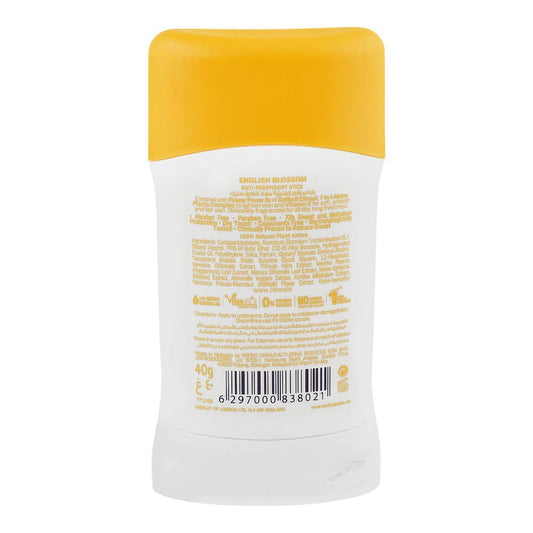 Yardley London English Blossom Anti-Perspirant Deodorant Stick 40g - Long Lasting Floral Fragrance with 72 Hour Sweat Protect