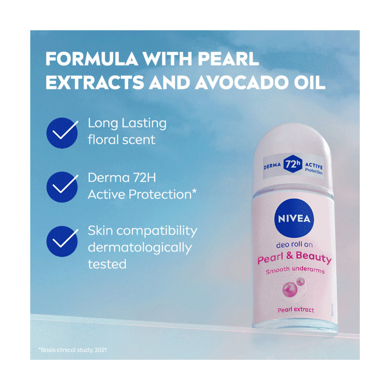 Nivea Anti Perspirant Pearl & Beauty Roll on Pearl & Avocado Oil 50ml