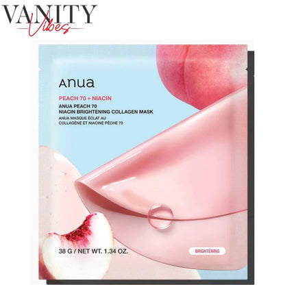Anua Peach 70+ Niacin Brightening Collagen Mask 38 g Radiance Boost & Even Skin Tone (K Beauty)