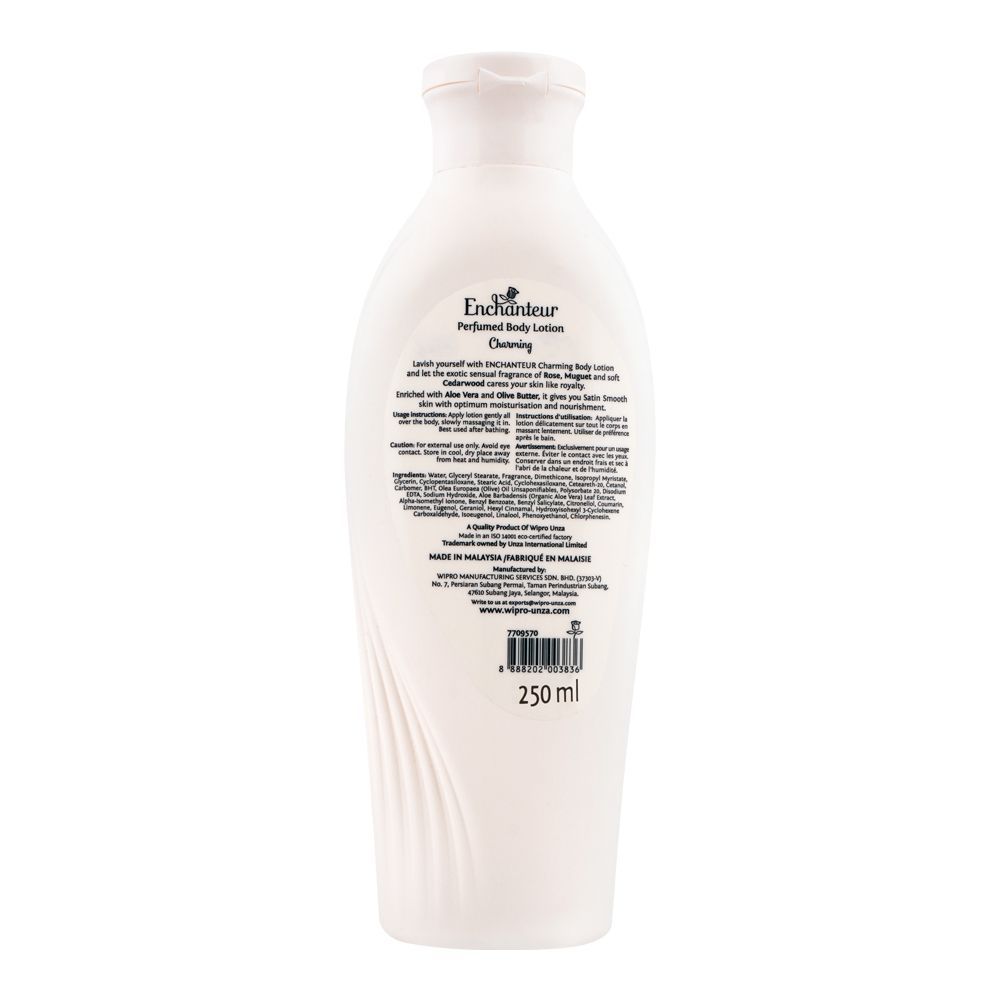 Enchanteur Lotion Perfumed Elegant Musk Satin Smooth Aloevera & Olive Butter 250ml