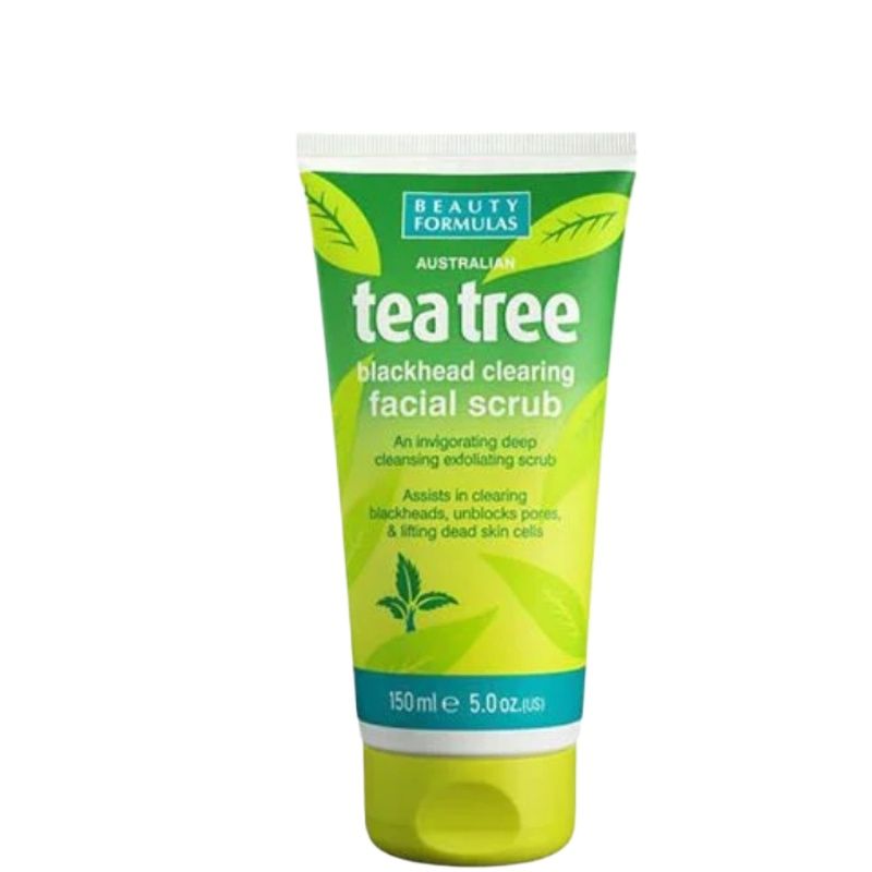 Beauty Formulas Tea Tree Facial Scrub 150ml - Deep Cleansing Exfoliating Face Scrub for Acne Control, Oil Control & Smooth Cl