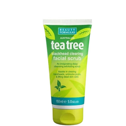 Beauty Formulas Tea Tree Facial Scrub 150ml - Deep Cleansing Exfoliating Face Scrub for Acne Control, Oil Control & Smooth Cl