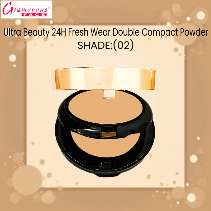 Glamorous Face Ultra Beauty 24H Fresh Wear Double Compact Powder (Shade:02)