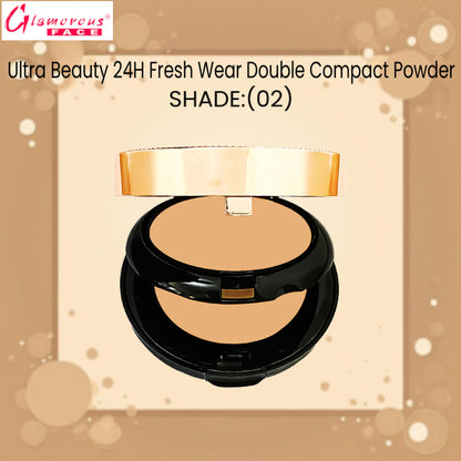Glamorous Face Ultra Beauty 24H Fresh Wear Double Compact Powder (Shade:02)