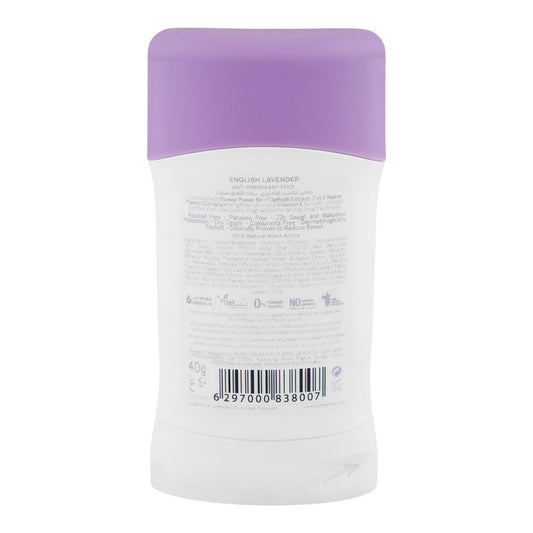 Yardley London English Lavender Anti-Perspirant Deodorant Stick 40g - Long Lasting Soothing Lavender Fragrance with 72H Odor 