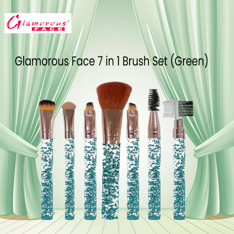 Glamorous Face 7 in 1 Brush Set (Green)