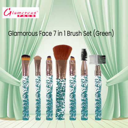 Glamorous Face 7 in 1 Brush Set (Green)