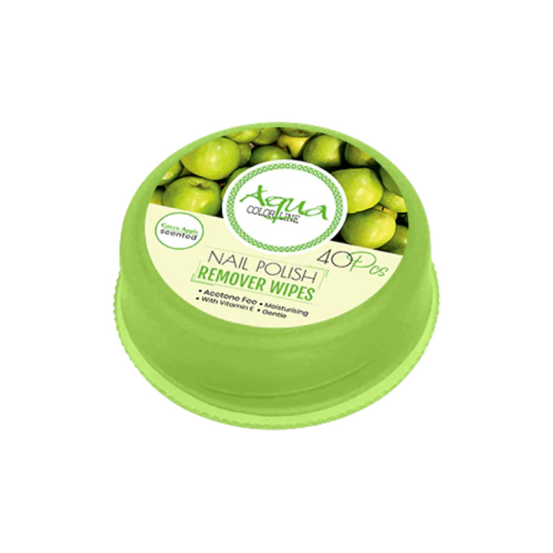 Aqua Color Line Nail polish Remover Pad 40 Pieces (Green Apple)