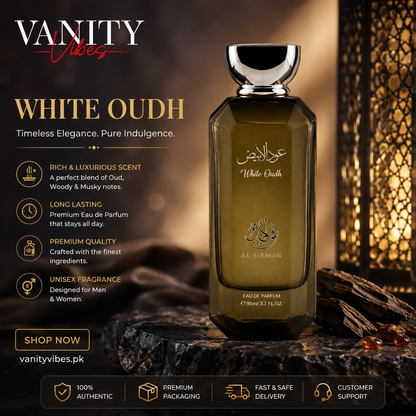 AL Qamar White Oud Eau de Parfum 95ml Pour Homme - Long Lasting Perfume for Men