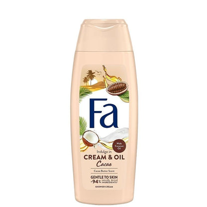 Fa Cream & Oil Cacao Butter Scent Shower Cream 400ml – Gentle to Skin, 94% Naturally Derived Ingredients