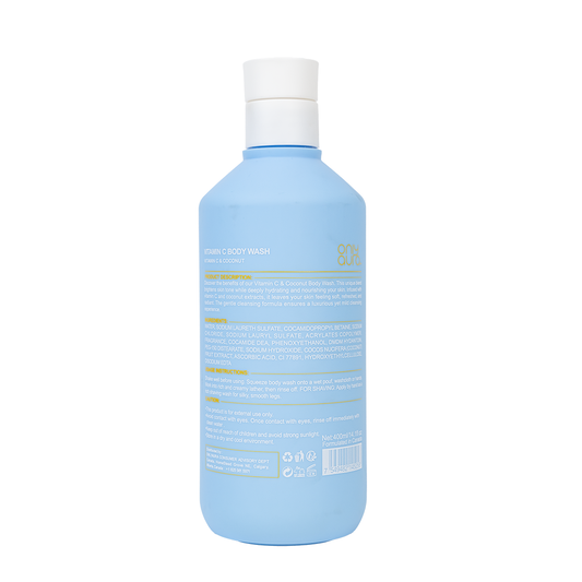 Only Aura Vitamin C Shower Gel 400ml - Deep Cleansing Body Wash for Brightening Glow, Oil Control, Soft Smooth Skin & Long La