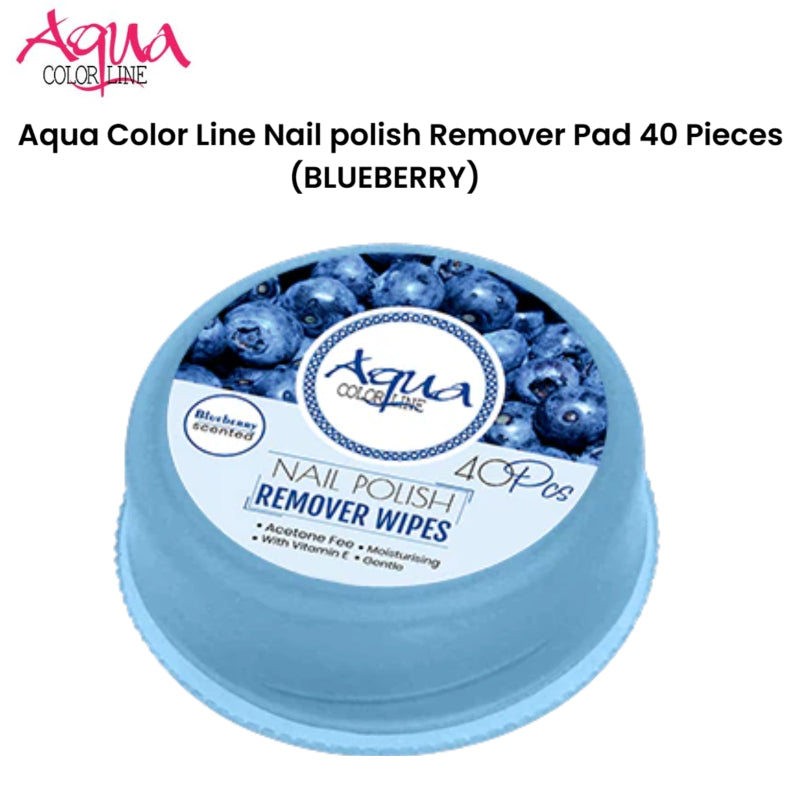 Aqua Color Line Nail polish Remover Pad 40 Pieces (Blueberry)