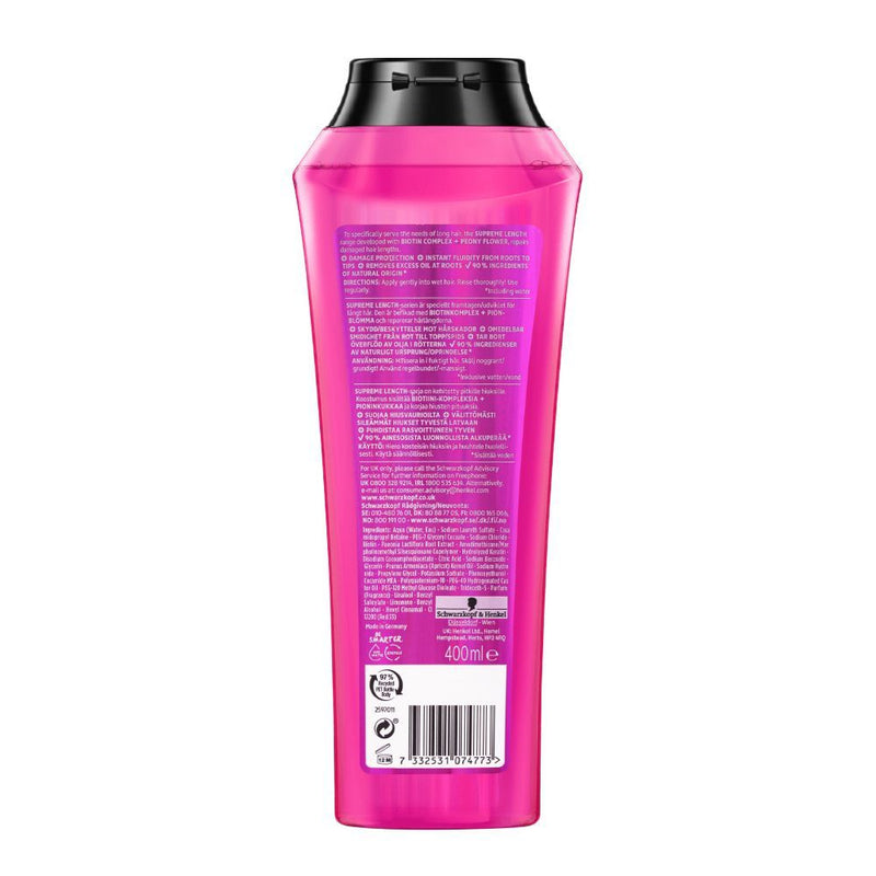 Schwarzkopf Gliss Supreme Length Protection Shampoo 400ml - Gentle Care for Long, Healthy Hair