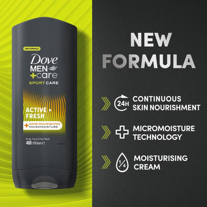 Dove Men+Care Sport Active Fresh 3-in-1 Body Wash Shower Gel 400ml