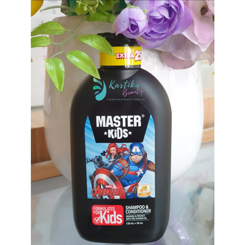 Master Kids Captain America 2-in-1 Shampoo & Conditioner 150ml - Gentle Kids Hair Care Formula for Soft Smooth Hair, Tear-Fre