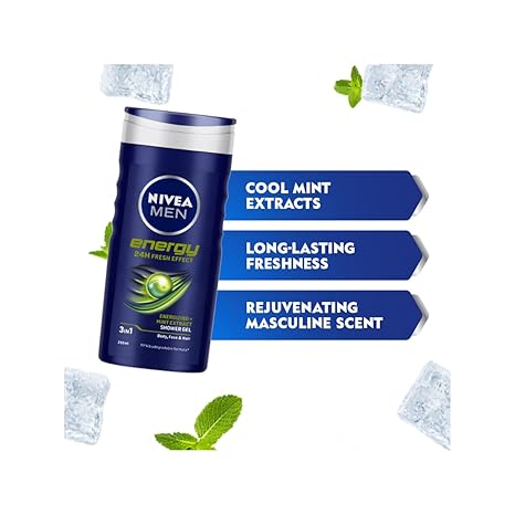 Nivea Men 3 in 1 Energy 24H Fresh Effect Shower Gel 250 ML