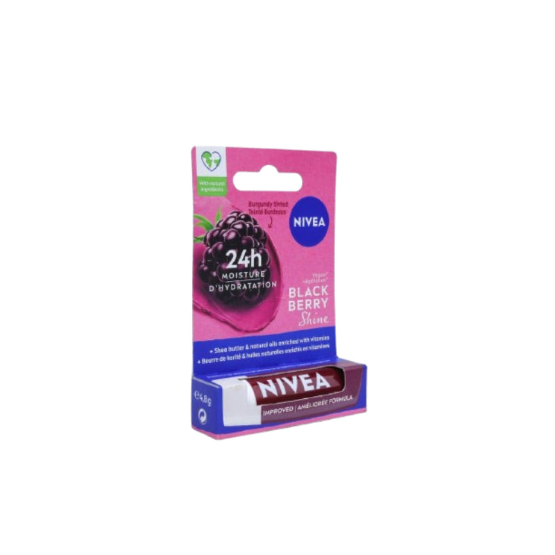 Nivea 24h Moisture D Hydration Black Berry Shine Lip Balm 4.8g