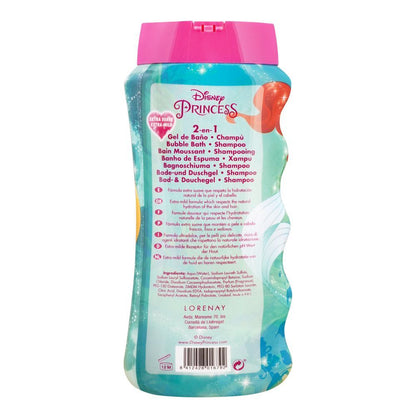 Lorenay Disney Princess 2-in-1 Bubble Bath & Shampoo 475ml - Gentle Kids Hair & Body Wash for Soft Cleansing, Tear-Free Formu