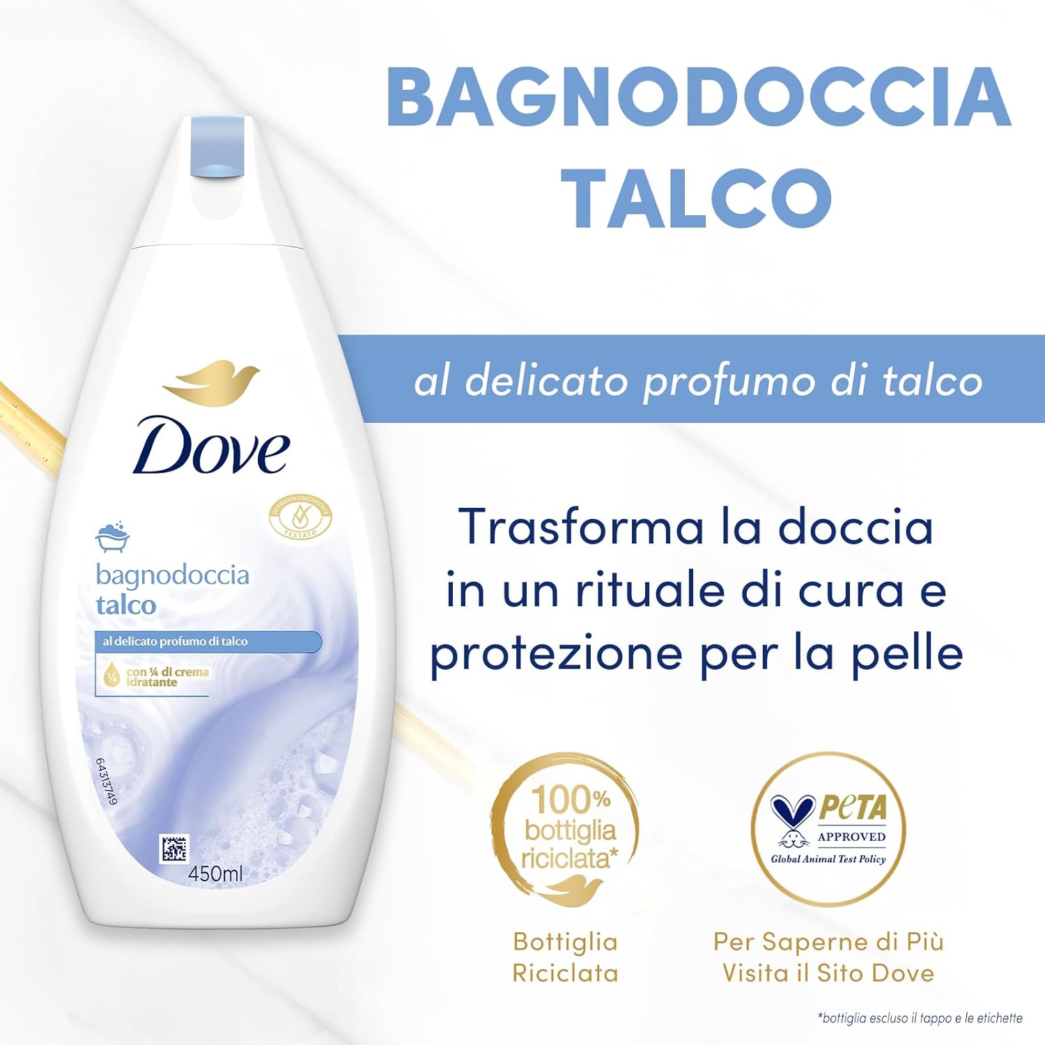 Dove Talco Moisturizing Shower Gel 450ml – Gentle Hydrating Body Wash for Smooth & Soft Skin