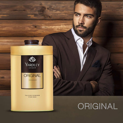 Yardley London Original Talcum Powder for Men 150g - Classic Deodorising Body Powder for Long Lasting Fresh Fragrance, Sweat 