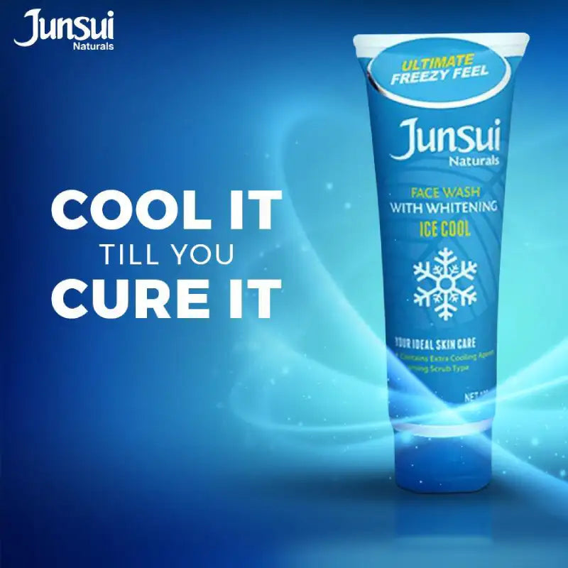 Junsui Ice Cool Whitening Face Wash 100g - Deep Cleansing Cooling Gel Face Wash for Oil Control, Instant Freshness & Bright R