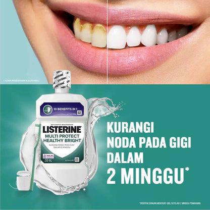 Listerine Multi Protect Healthy Bright Antiseptic Mouthwash 250ml Cavity Protection & Fresh Breath