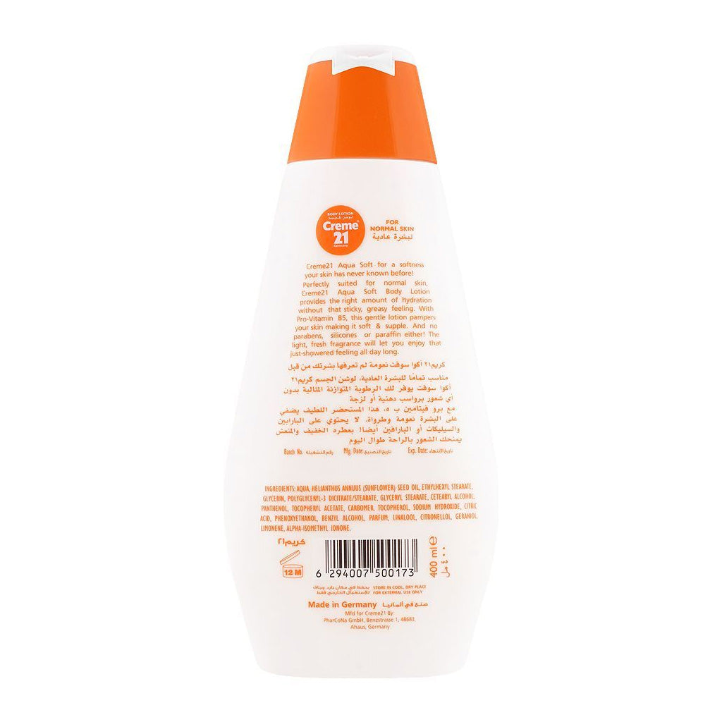 Creme 21 Germany Body Lotion For Normal Skin Aqua Soft 400ml