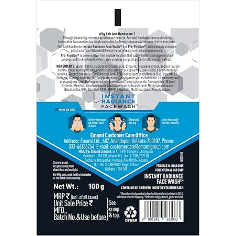 Emami Fair and Handsome Instant Radiance Face Wash 100g