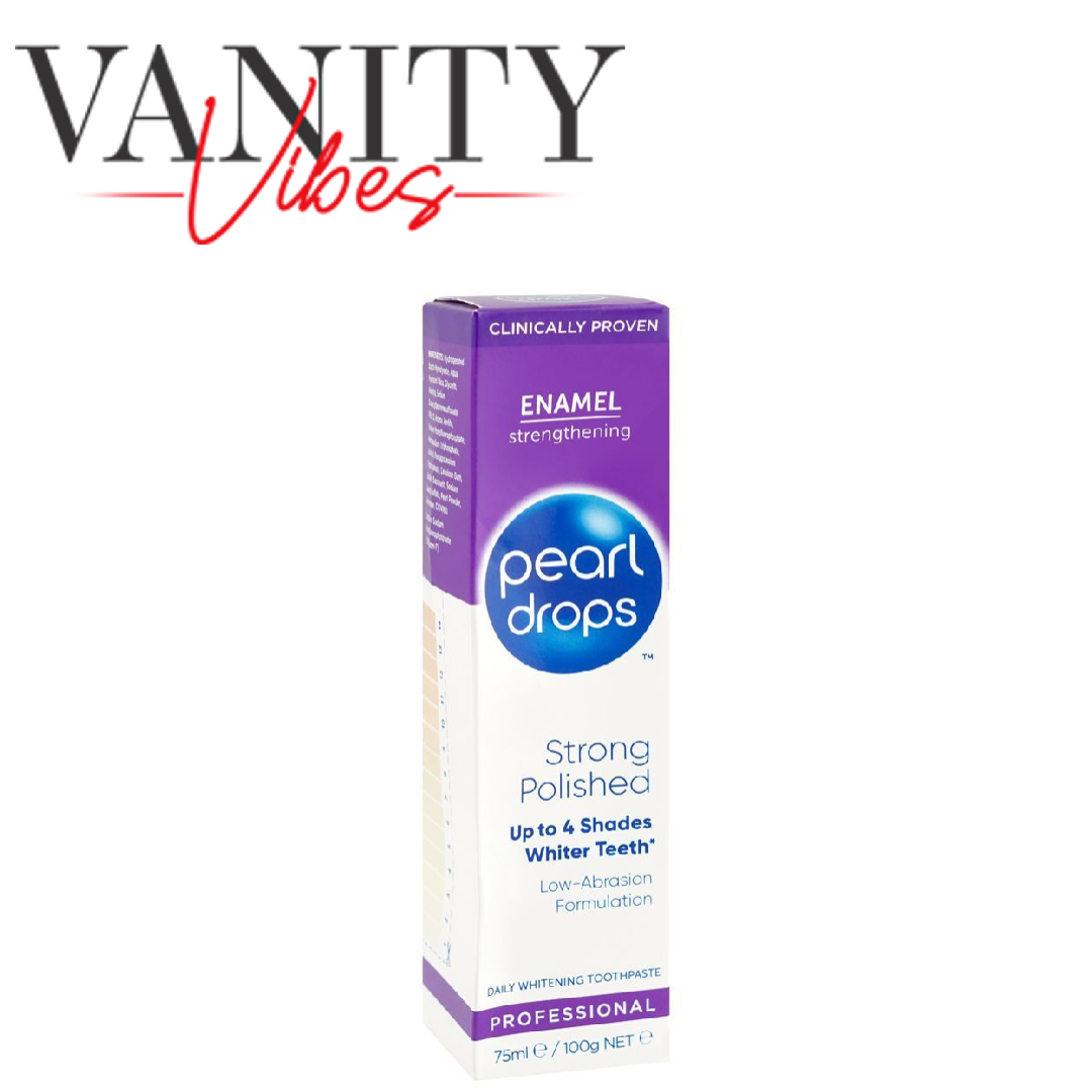 Pearl Drops Strong White Toothpaste 75ml - Polished Mint Flavour, Clinically Proven Whitening, Low Abrasion Daily Use Formula