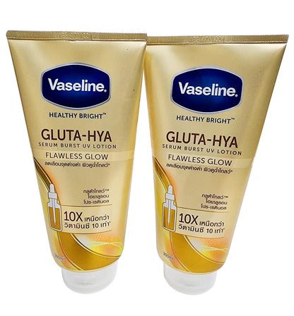 Vaseline Gluta - Hya Flawless Glow Serum Burst UV Body Lotion Size 300ml (Pack of 2)