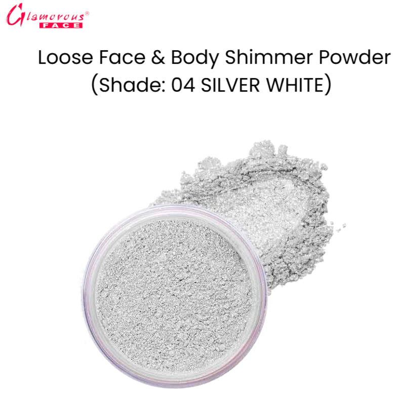 Glamorous Face Loose Face & Body Shimmer Powder (Shade: 04 Silver White)