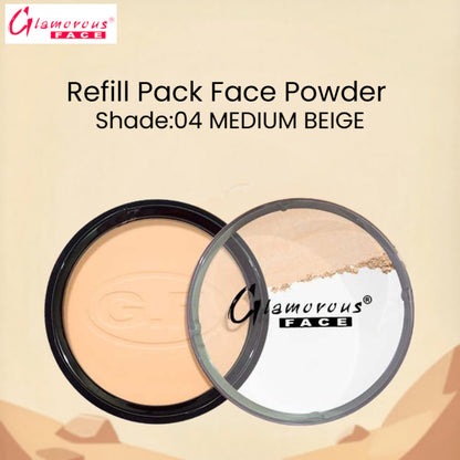 Glamorous Face Refill Pack Face Powder (Shade:04 Medium Beige