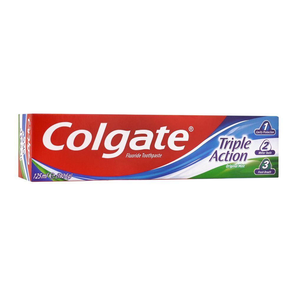 Colgate Triple Action Original Mint Toothpaste 125ml Cavity Protection, Fresh Breath & Strong Teeth