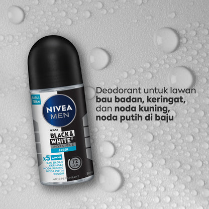 Nivea Men Black & White Invisible Fresh 72H Deodorant Roll on 50ml
