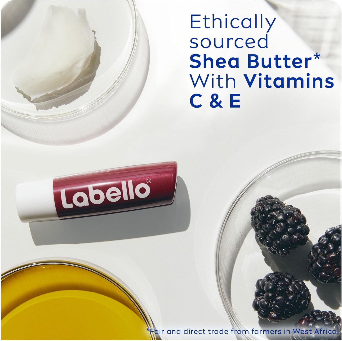 Labello Blackberry Shine Lip Balm 4.8g – 24H Moisture, Glossy Tint & Nourishing Care