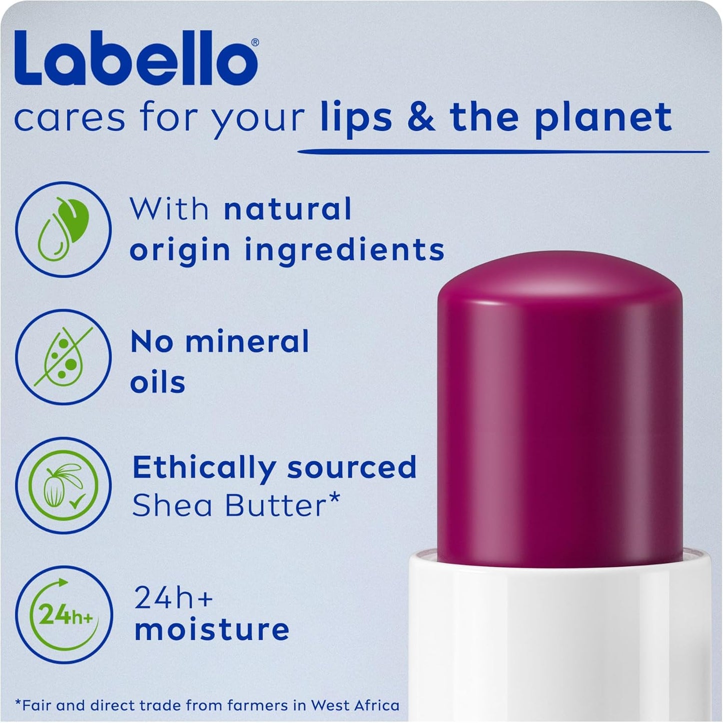 Labello Blackberry Shine Lip Balm 4.8g – 24H Moisture, Glossy Tint & Nourishing Care
