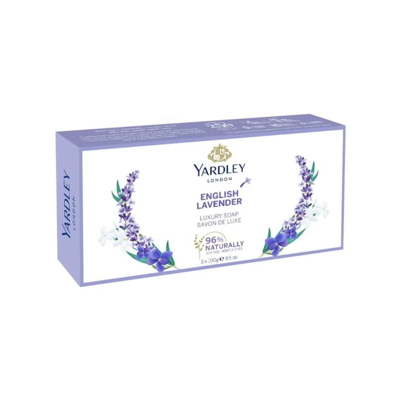 Yardley London Luxury Bath Soap with English Lavender Extracts 3 × 100 g Gentle Cleansing & Relaxing Fragrance