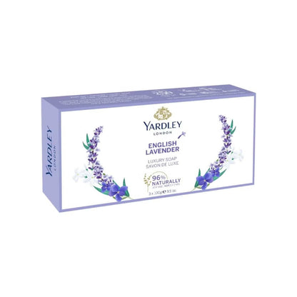 Yardley London Luxury Bath Soap with English Lavender Extracts 3 × 100 g Gentle Cleansing & Relaxing Fragrance