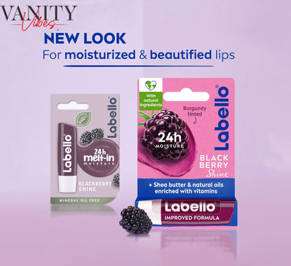 Labello Blackberry Shine Lip Balm 4.8g – 24H Moisture, Glossy Tint & Nourishing Care