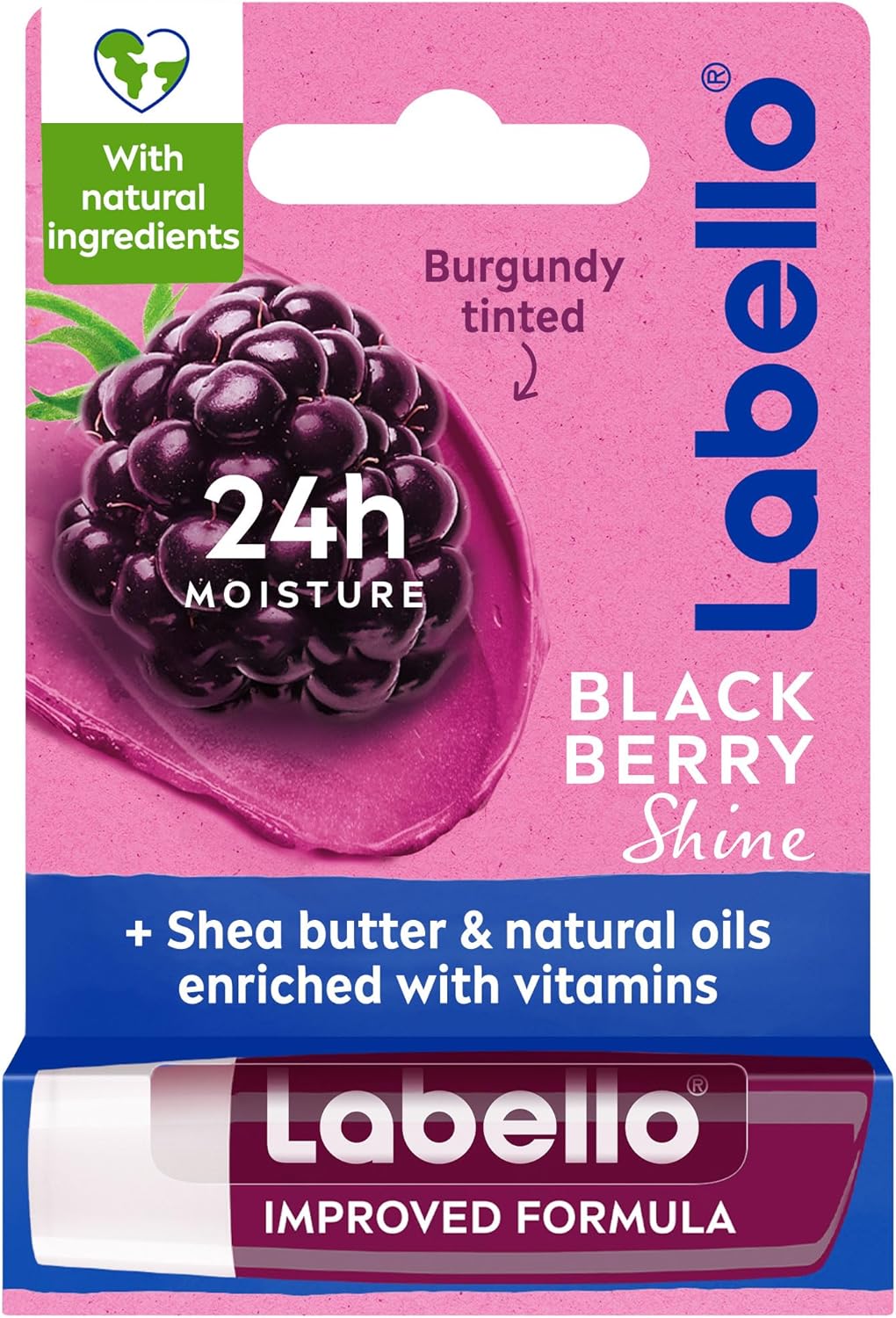 Labello Blackberry Shine Lip Balm 4.8g – 24H Moisture, Glossy Tint & Nourishing Care